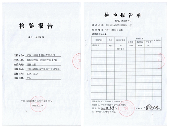 活性炭檢驗報告1號